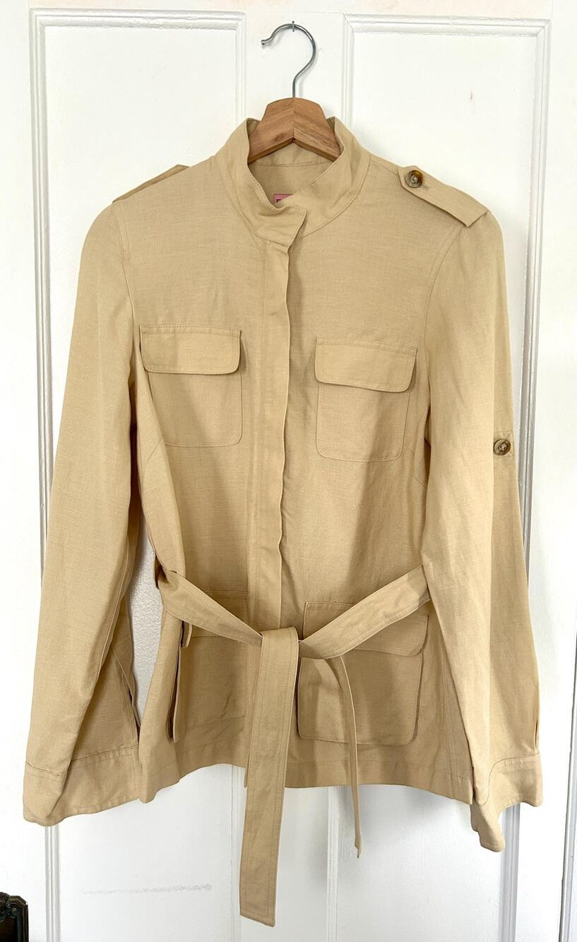 Vintage 90's Linen/Rayon Cargo Jacket Size Small | Bandolino | Minimalist Style